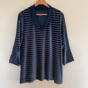 Soft Surroundings Meri Velvet Burnout Tunic Top Sz M Blue Cowl Neck Whimsical